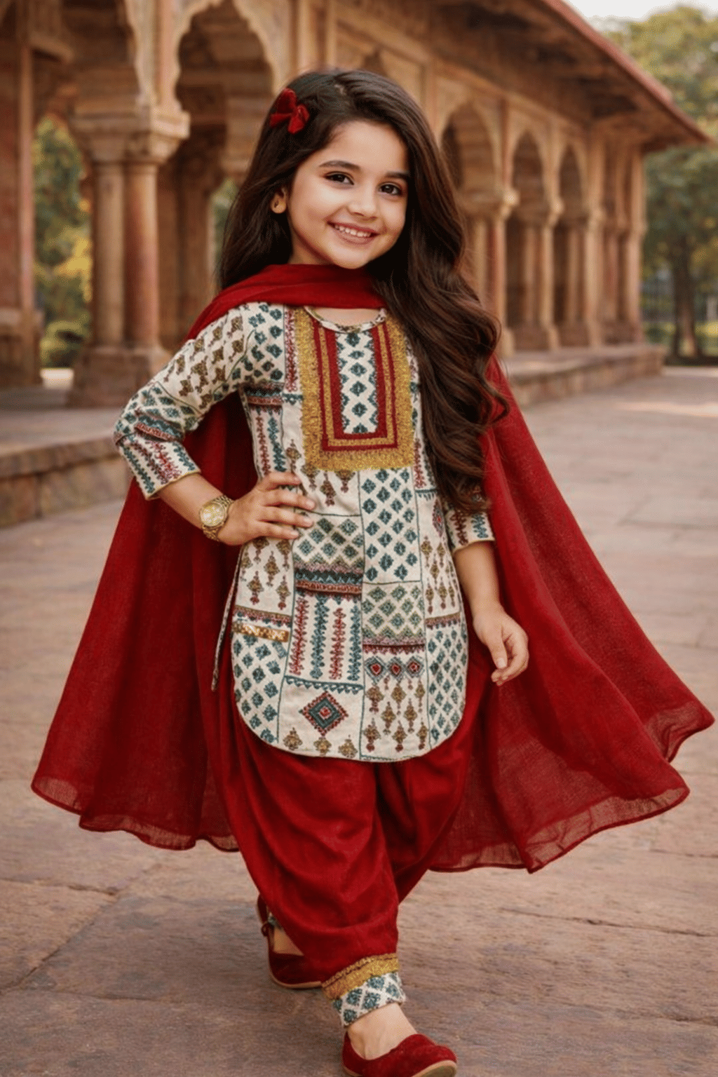 Baby Girls Cotton Blend A-Line Kurti ( Pack of 1 , Multicolor )