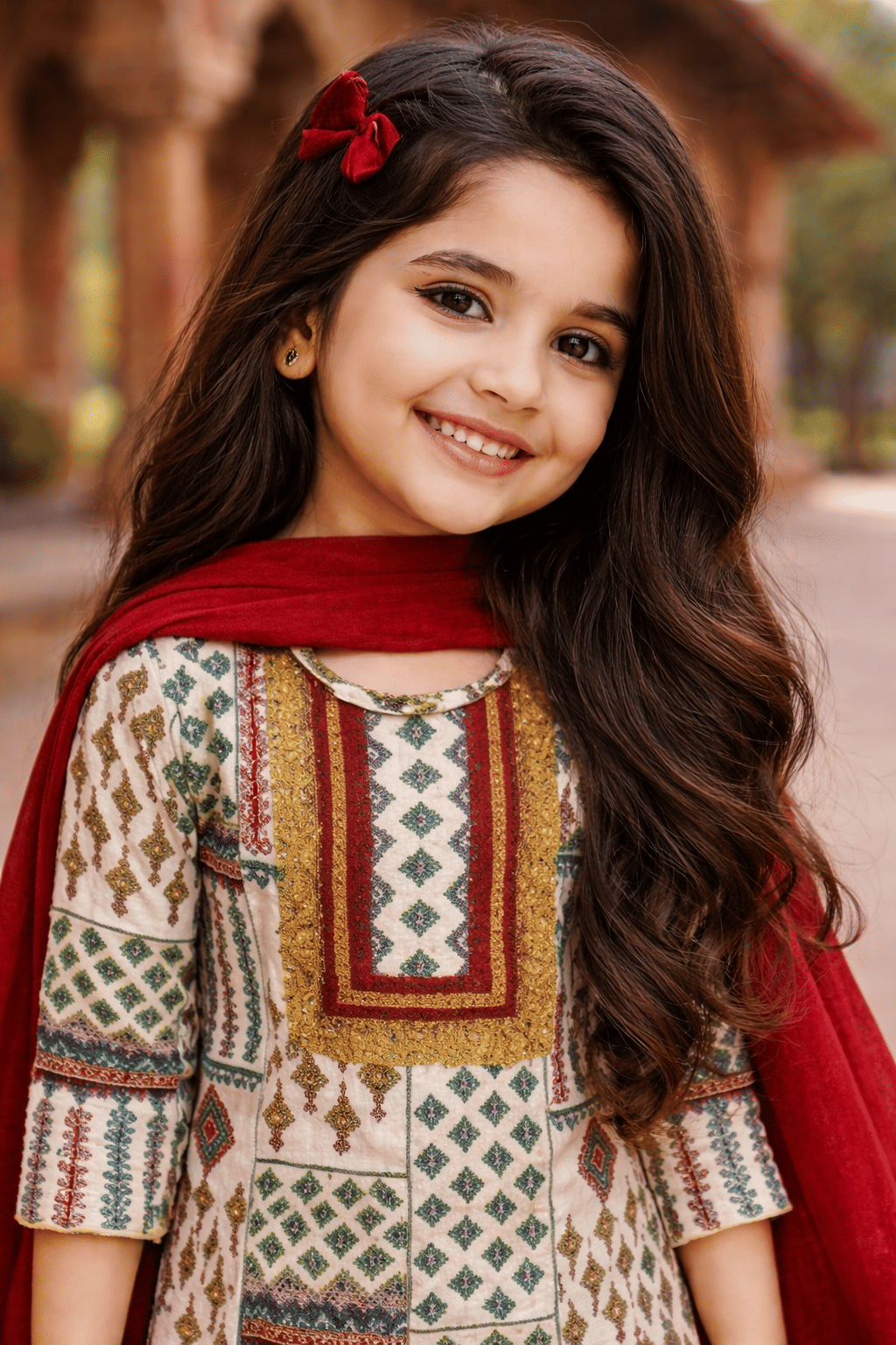 Baby Girls Cotton Blend A-Line Kurti ( Pack of 1 , Multicolor ) - Image 2