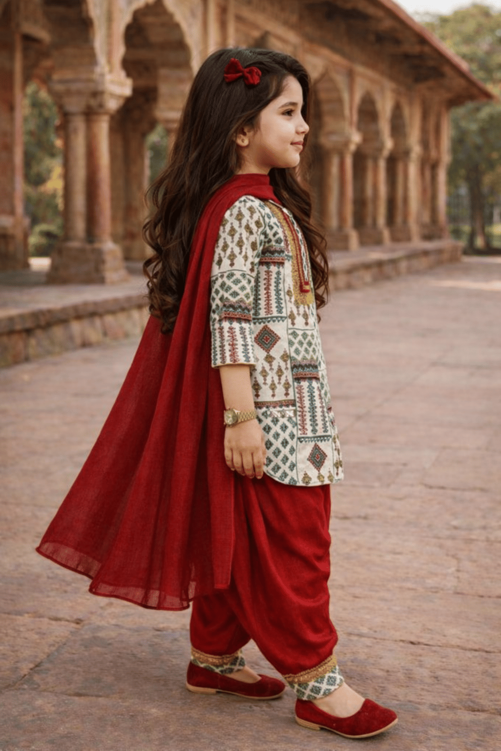 Baby Girls Cotton Blend A-Line Kurti ( Pack of 1 , Multicolor ) - Image 3