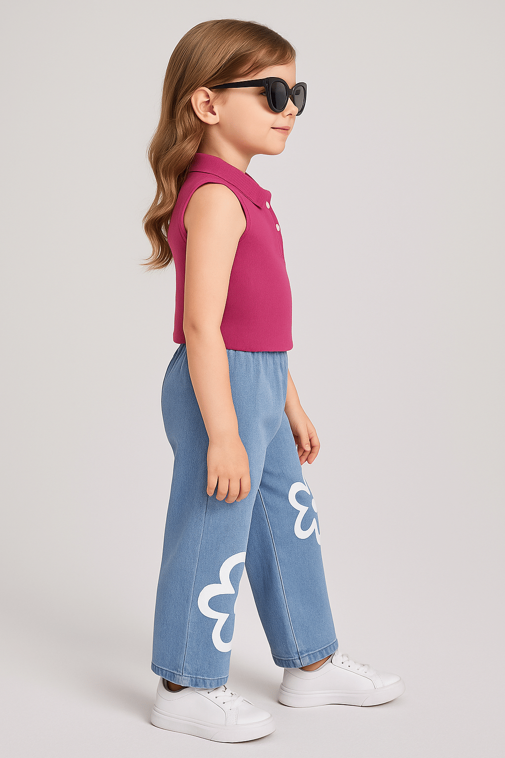 Pack of 1 Baby Girls Denim T-shirt & Jeans ( Pink & Blue ) - Image 4