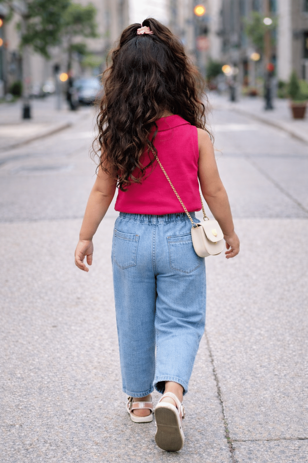 Pack of 1 Baby Girls Denim T-shirt & Jeans ( Blue & Pink ) - Image 2