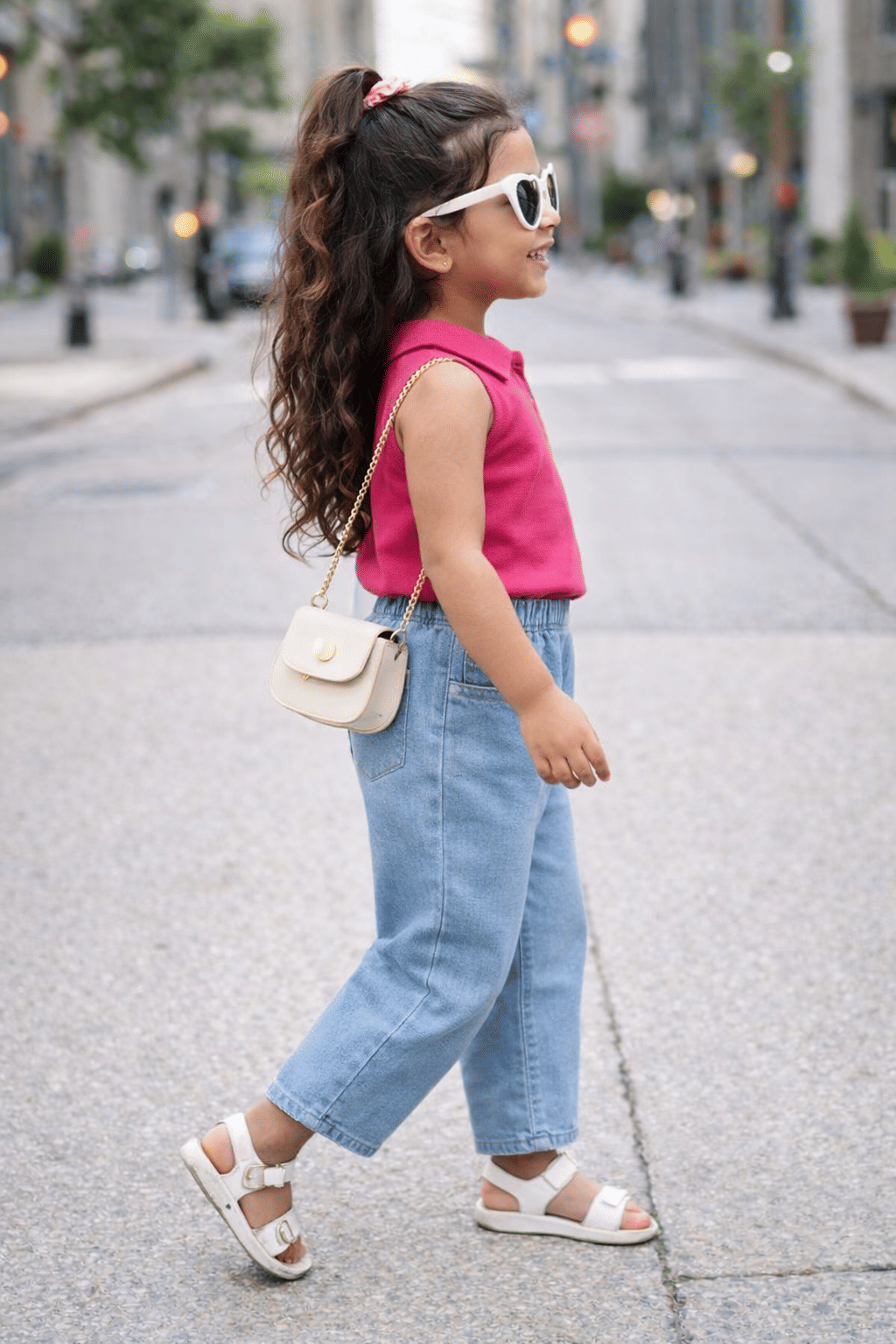 Pack of 1 Baby Girls Denim T-shirt & Jeans ( Blue & Pink ) - Image 3