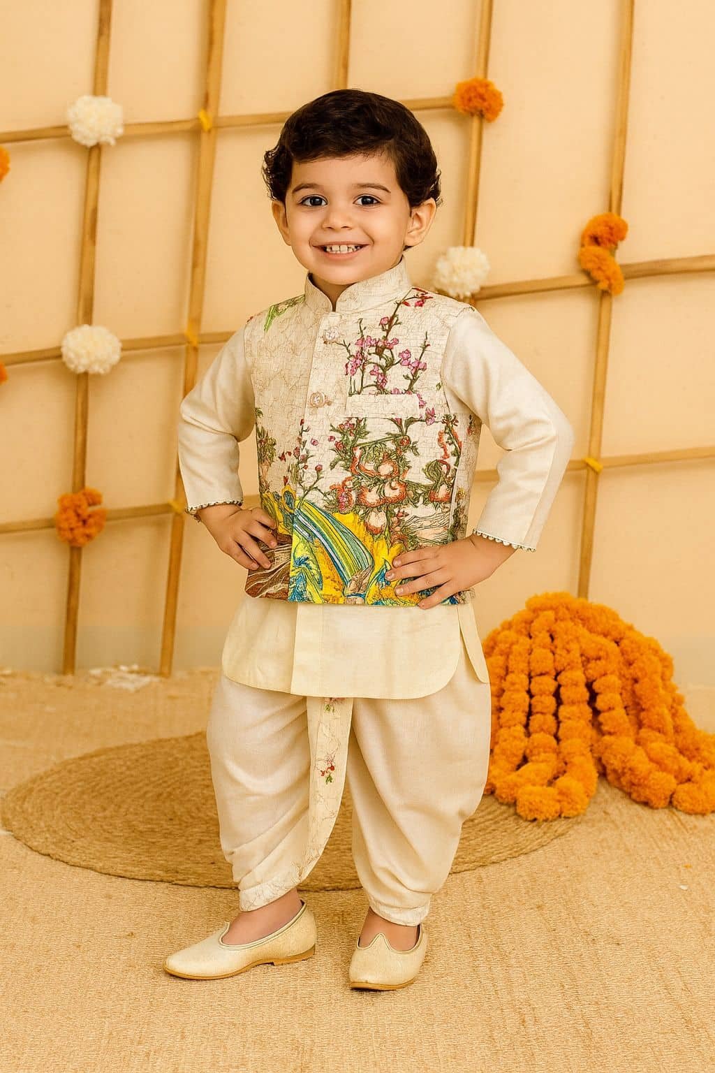 Baby Boys Cotton Blend Beige Dhoti Kurta Set ( Pack of 1 )