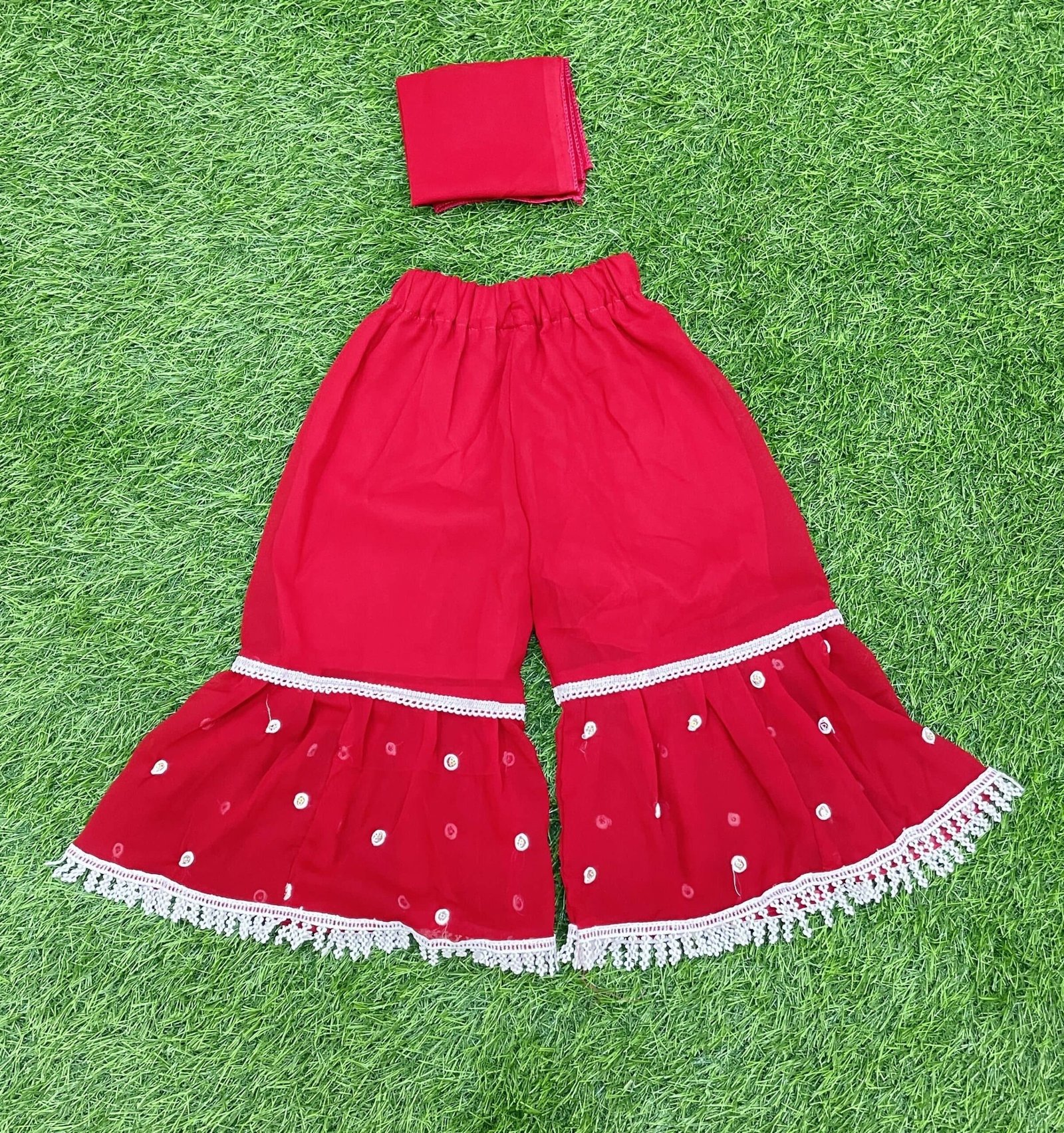 Baby Girls Cotton Blend Afghani Kurti ( Pack of 1 , Red ) - Image 3