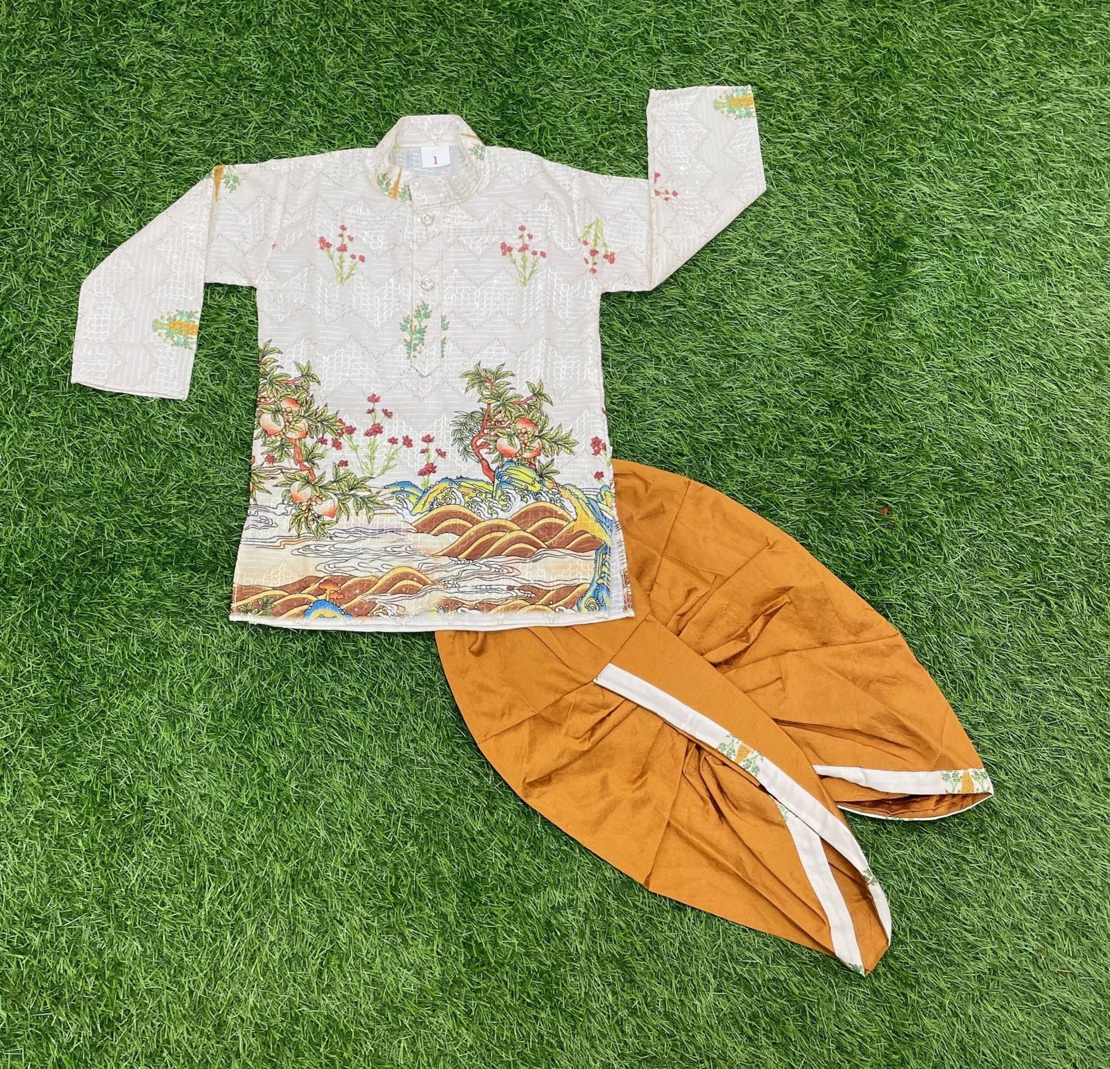 Boys Cotton Blend White Dhoti Kurta Set None - Image 3