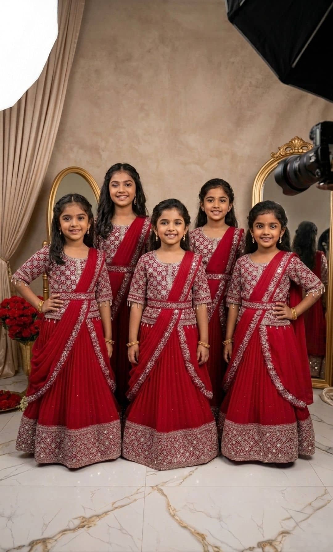 Georgette Lehenga Choli Set For Girls ( Pack of 1 , Red ) - Image 5
