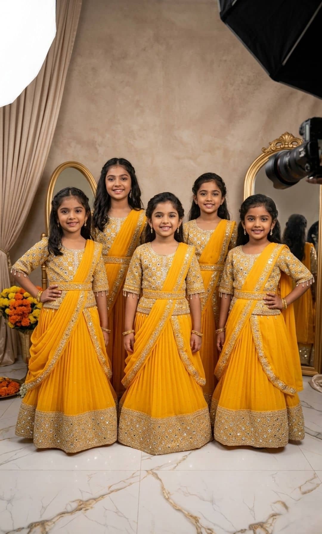 Georgette Lehenga Choli Set For Girls ( Pack of 1 , Yellow ) - Image 5