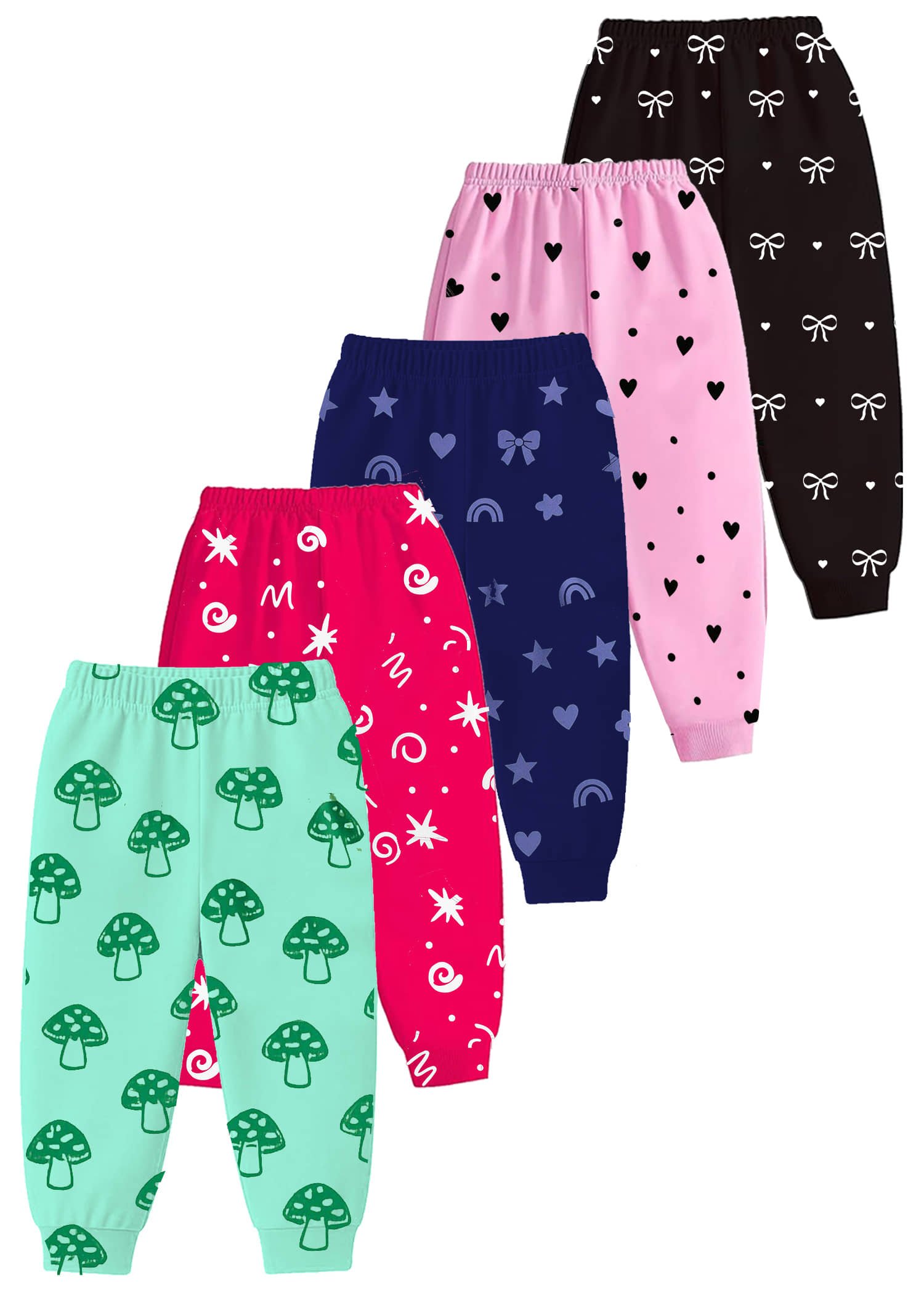 Pack of 5 Baby Girls Cotton Trackpants ( Colors )