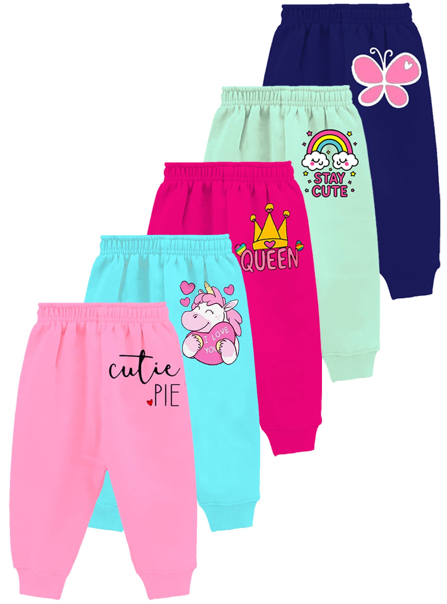 Pack of 5 Baby Girls Cotton Trackpants ( Colors )
