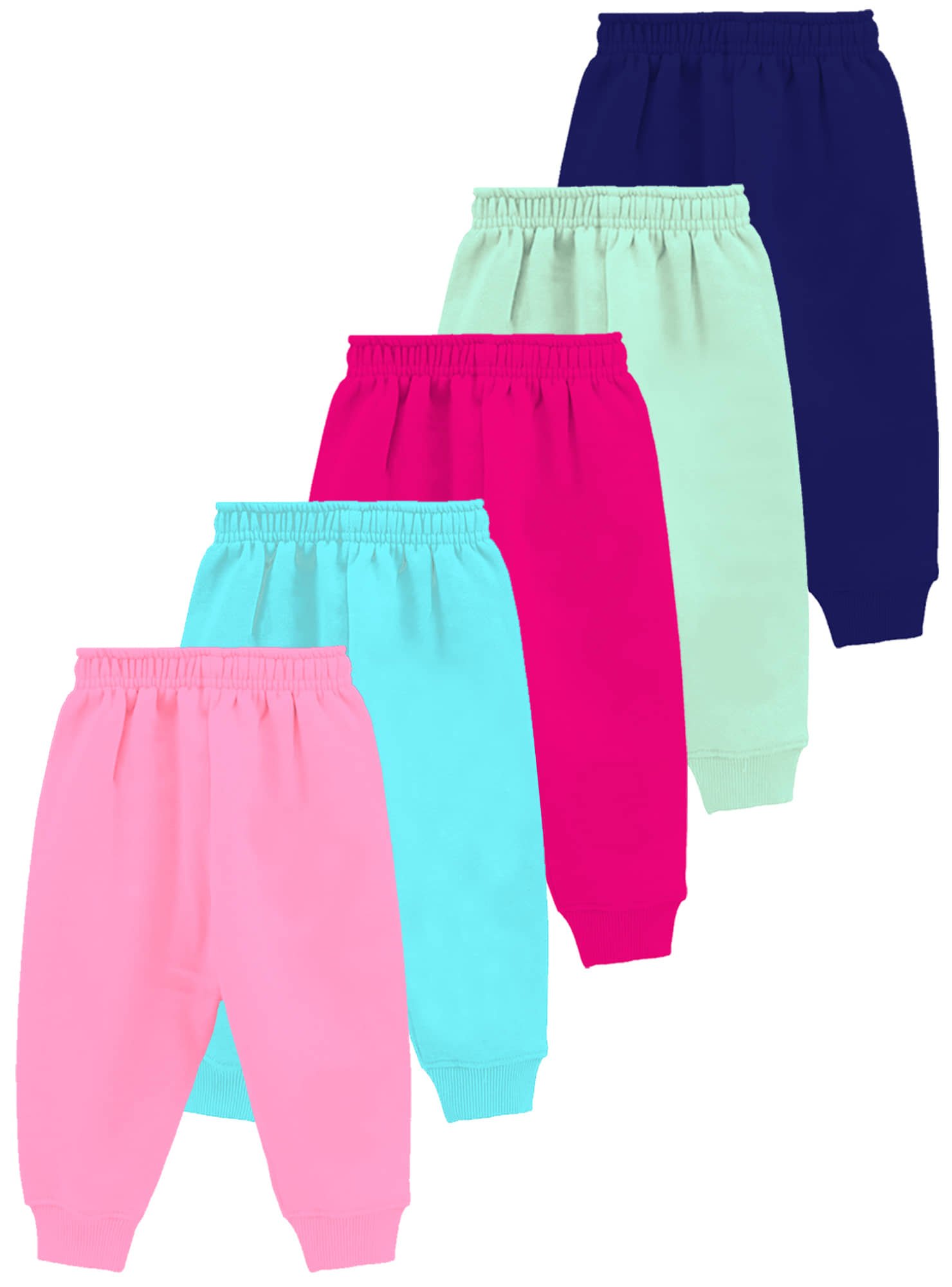 Pack of 5 Baby Girls Cotton Trackpants ( Colors ) - Image 2