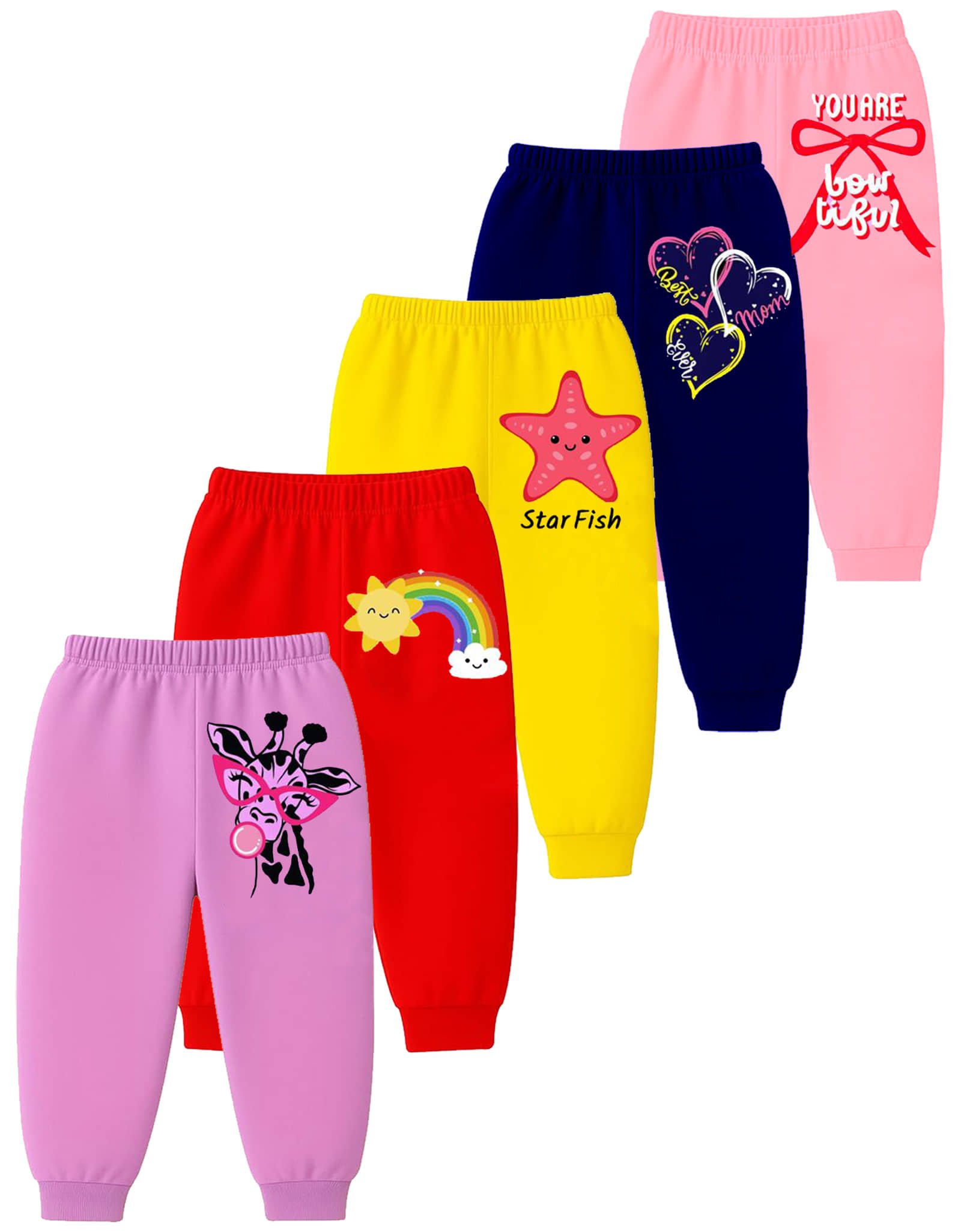 Pack of 5 Baby Girls Cotton Trackpants ( Colors )