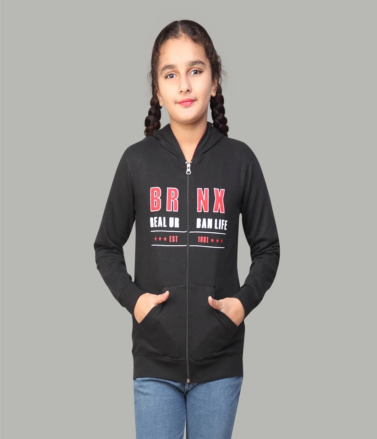 Single Girls Cotton Blend Pullover ( Black )