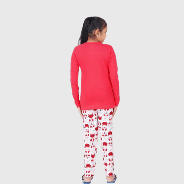 Pack of 1 Girls Cotton Blend Nightsuit Set ( Pink ) - Image 2