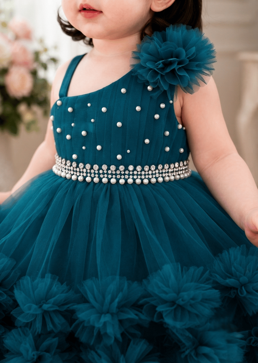Net Frock For Baby Girls ( Pack of 1 , Blue ) - Image 4
