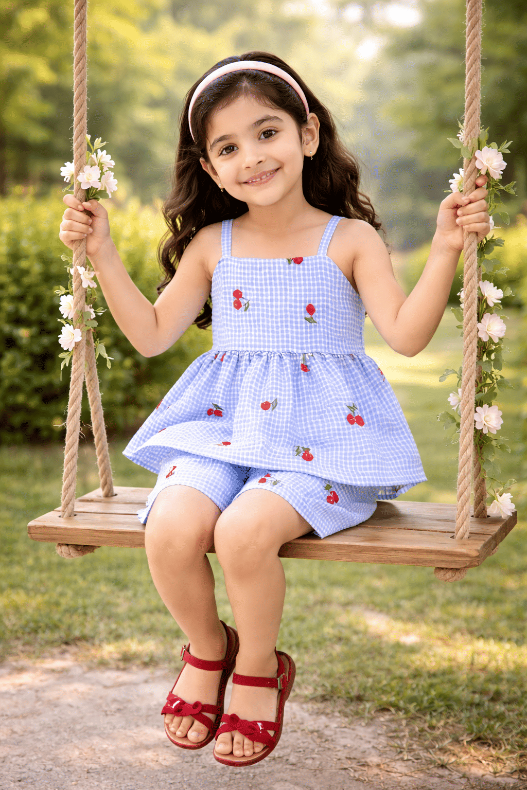 Girls Cotton Blend Top & Pant Set ( Blue , Pack of 1 )