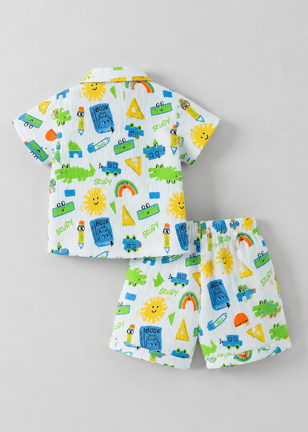 Unisex Cotton Blend Shirt & Shorts Set ( Multicolor , Pack of 1 ) - Image 2
