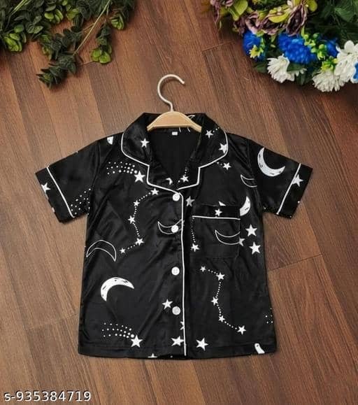 Pack of 1 Girls Cotton Blend Nightsuit Set ( Black ) - Image 3