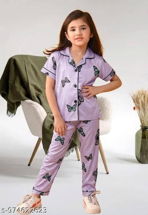 Pack of 2 Girls Cotton Blend Nightsuit Set ( Multicolor 4 ) - Image 2