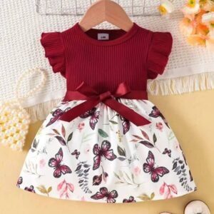 Cotton Frock For Baby Girls ( Pack of 1 , Maroon )