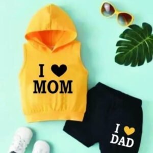Pack of 1 Unisex Cotton T-Shirt & Shorts Set ( Yellow )