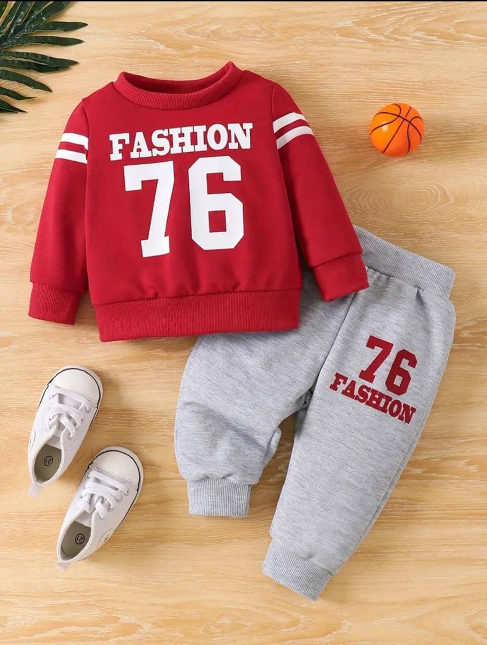 Pack of 1 Baby Boys Cotton Sweatshirt & Trackpant Set ( Red )