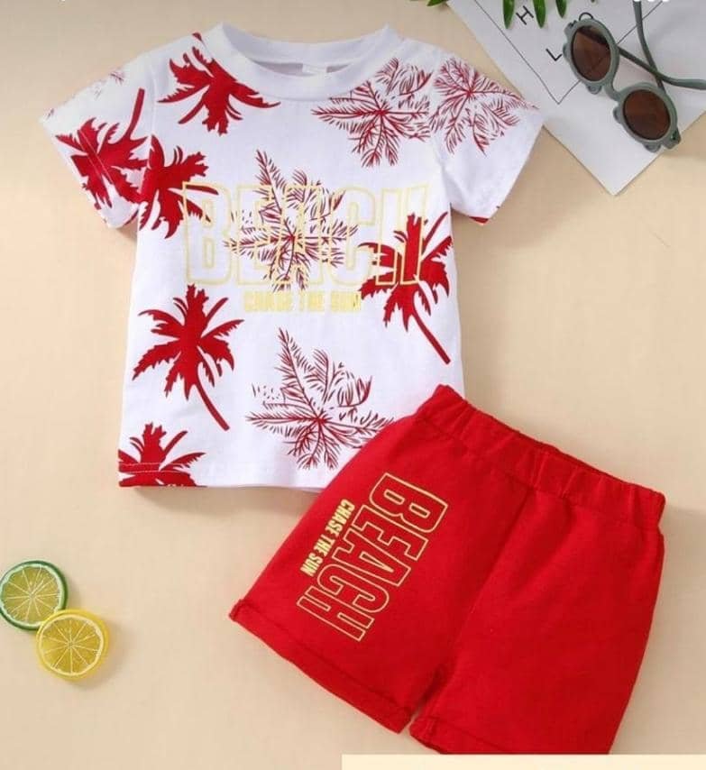 Pack of 1 Boys Cotton T-Shirt & Shorts Set ( White )