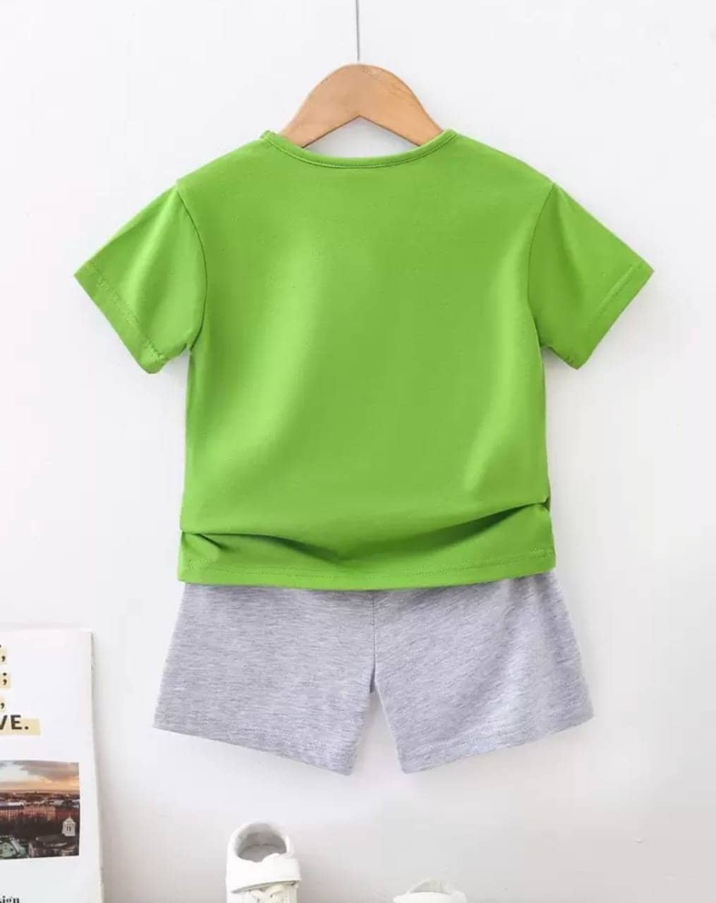 Pack of 1 Baby Boys Cotton T-Shirt & Shorts Set ( Green ) - Image 2