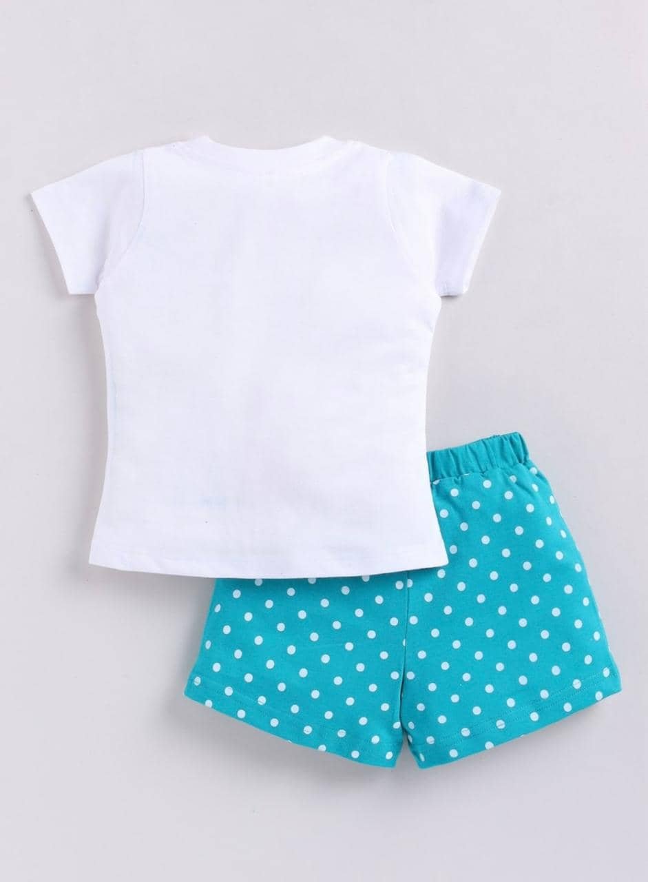Pack of 1 Baby Girls Hosiery T-shirt & Shorts ( White ) - Image 2