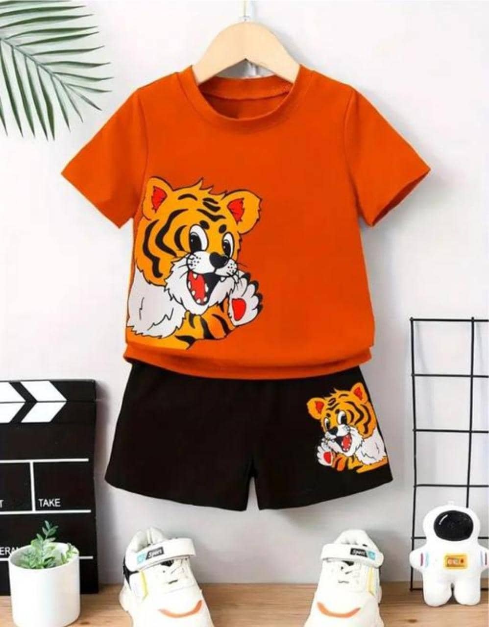 Pack of 1 Baby Boys Cotton T-Shirt & Shorts Set ( Orange )