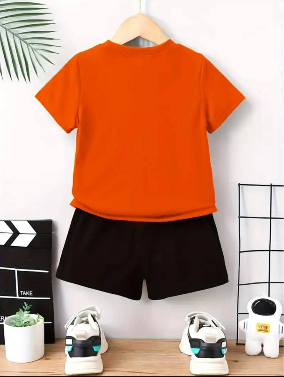 Pack of 1 Baby Boys Cotton T-Shirt & Shorts Set ( Orange ) - Image 2