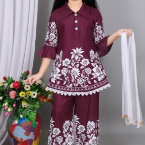 Maheera Fashion Baby Girls Rayon Kurti with Palazzo ( Pack of 1 , Purple )