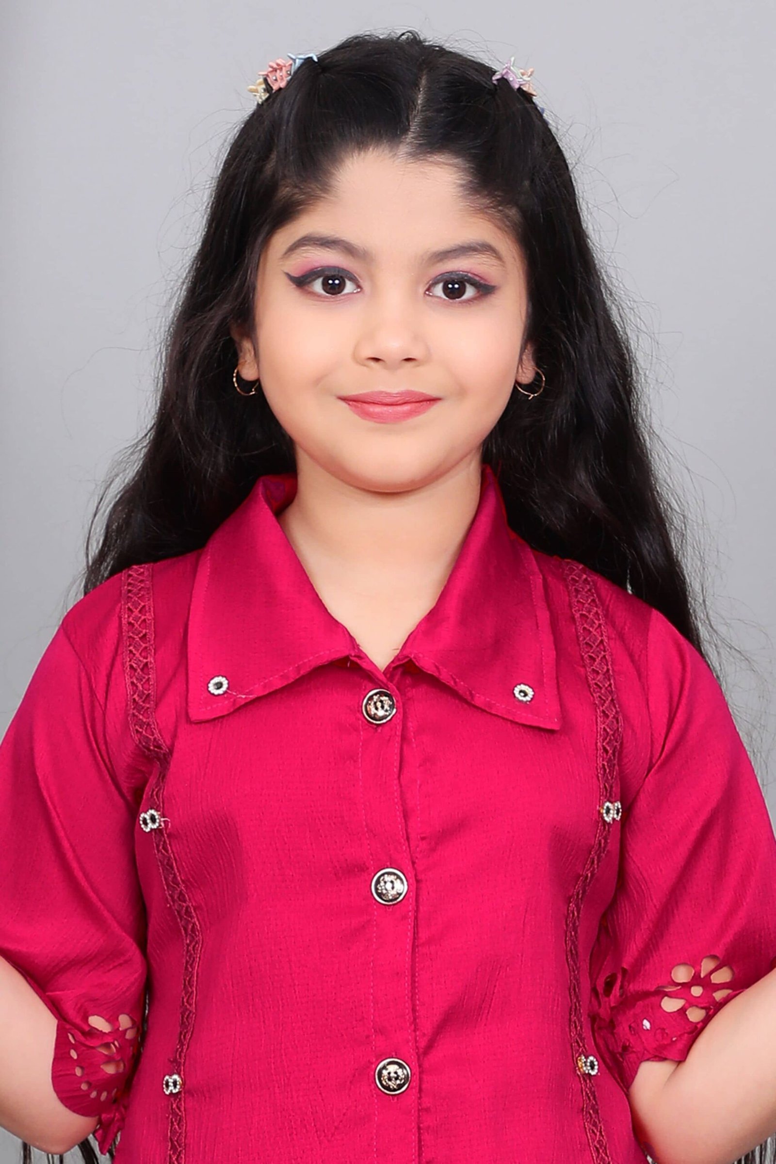 Maheera Fashion Girls Rayon Kurti with Palazzo ( Pack of 1 , Red ) - Image 3
