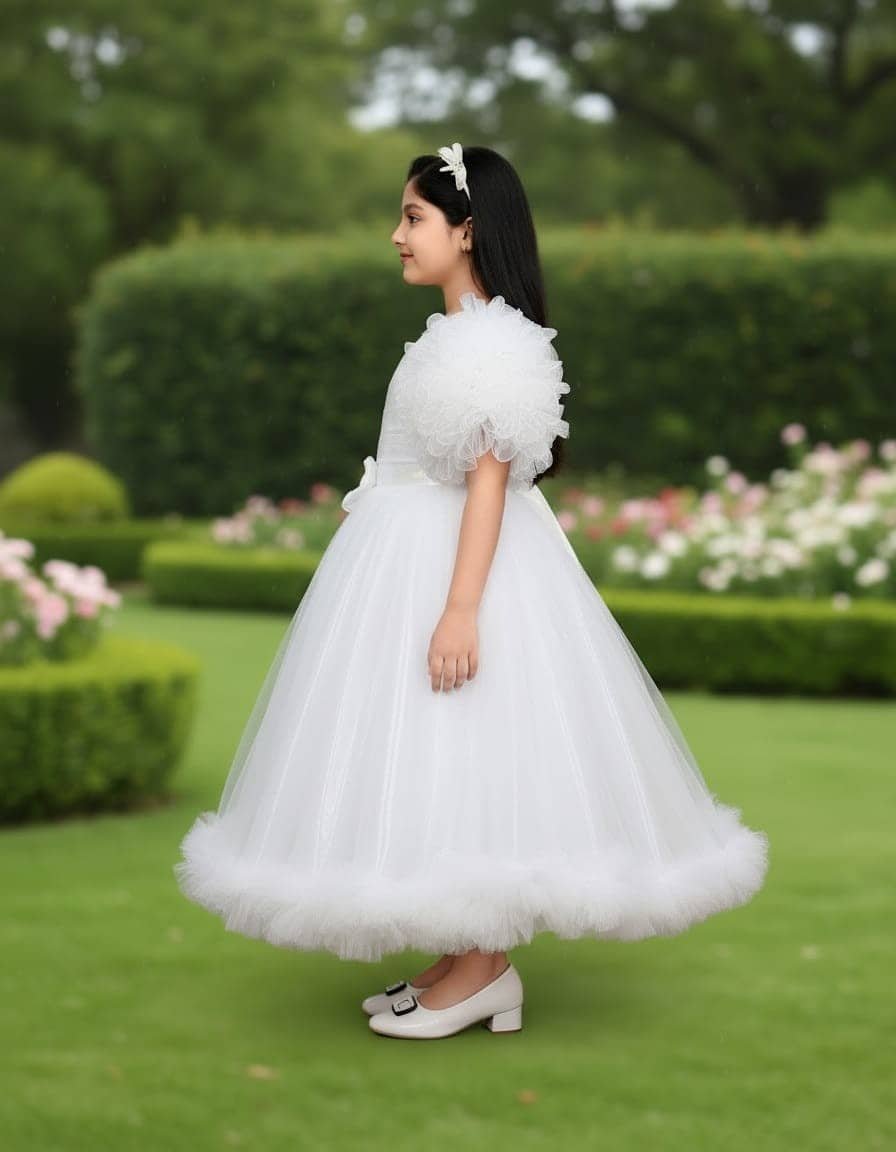 Maher Dresses Net Frock For Baby Girls ( Pack of 1 , White ) - Image 3