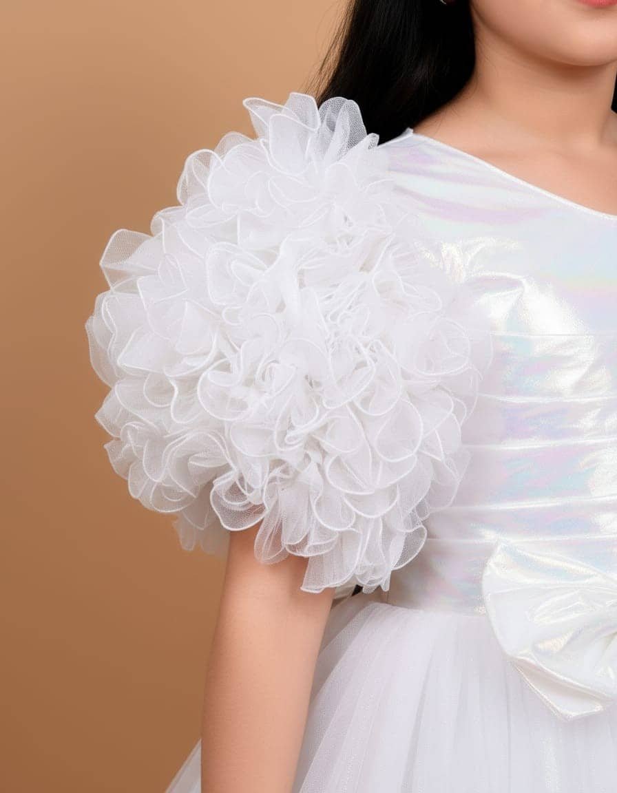 Maher Dresses Net Frock For Baby Girls ( Pack of 1 , White ) - Image 4