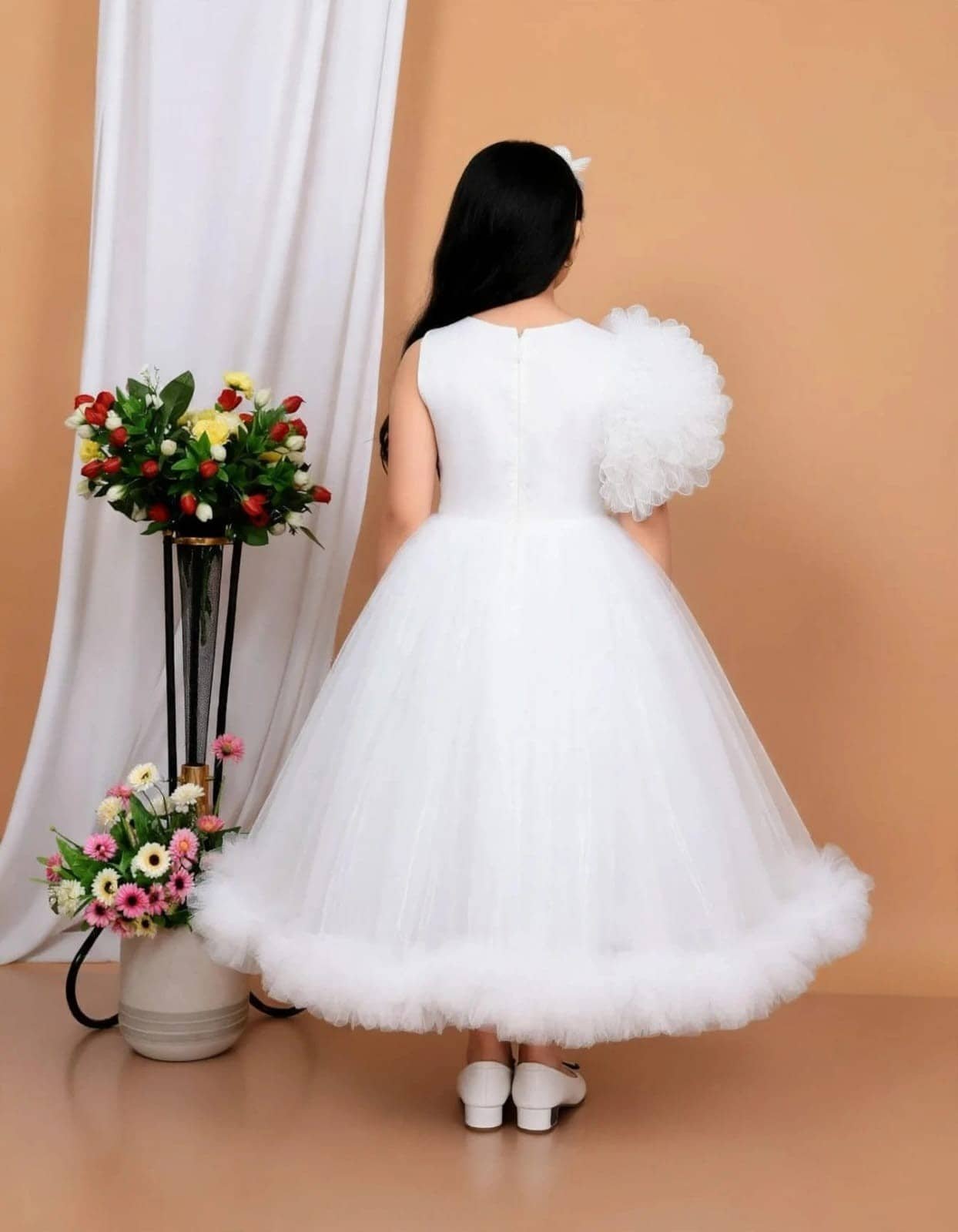 Maher Dresses Net Frock For Baby Girls ( Pack of 1 , White ) - Image 5
