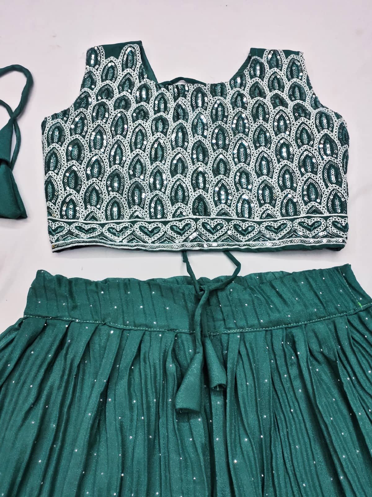Maruti Creation Georgette Lehenga Choli Set For Girls ( Pack of 1 , Green ) - Image 3