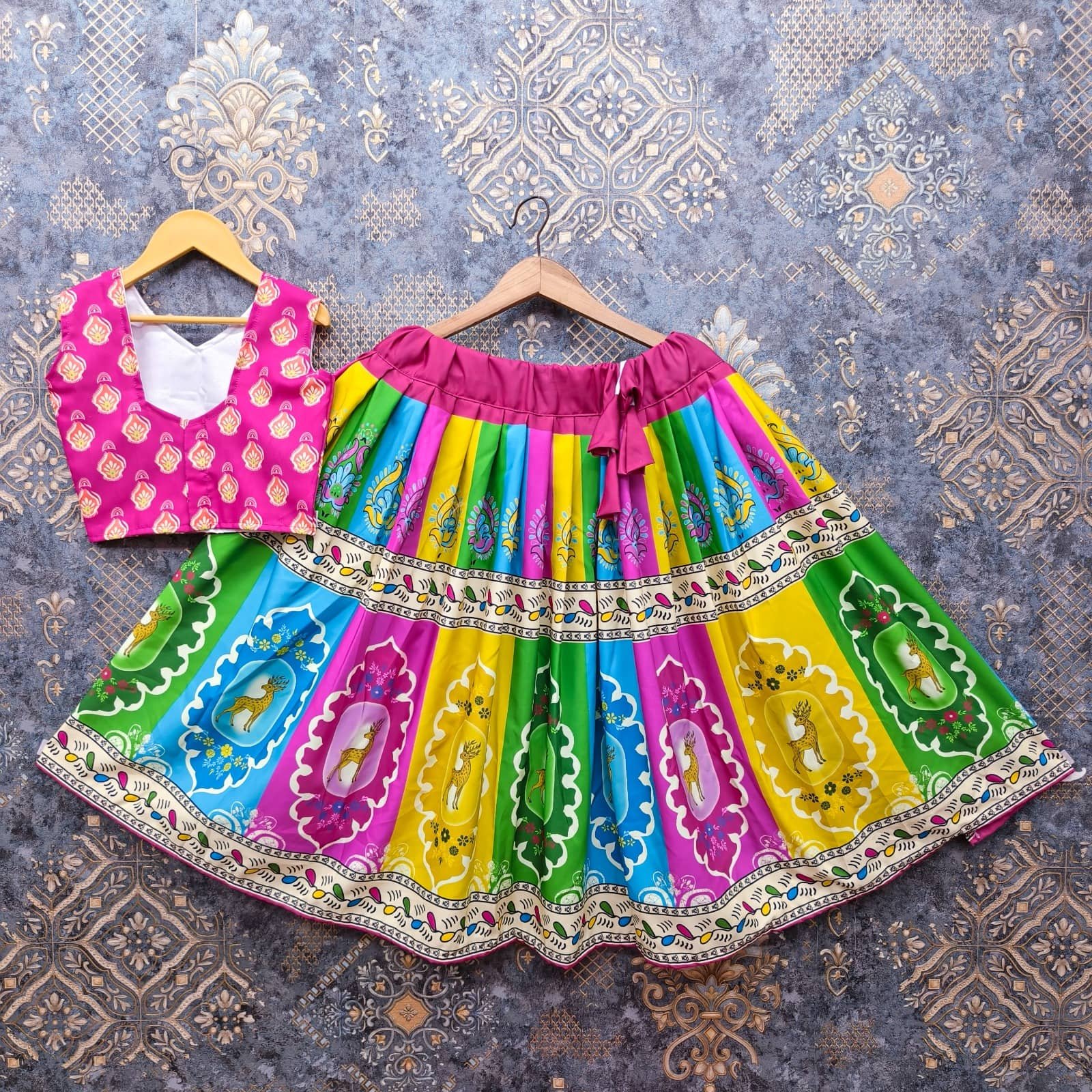 Maruti Creation Rayon Lehenga Choli Set For Girls ( Pack of 1 , Pink ) - Image 2