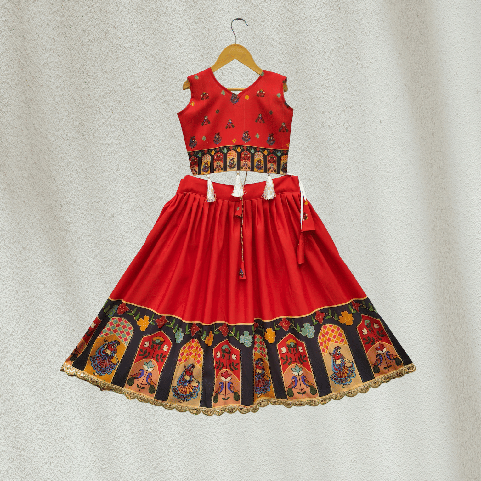 Maruti Creation Rayon Lehenga Choli Set For Baby Girls ( Pack of 1 , Red )