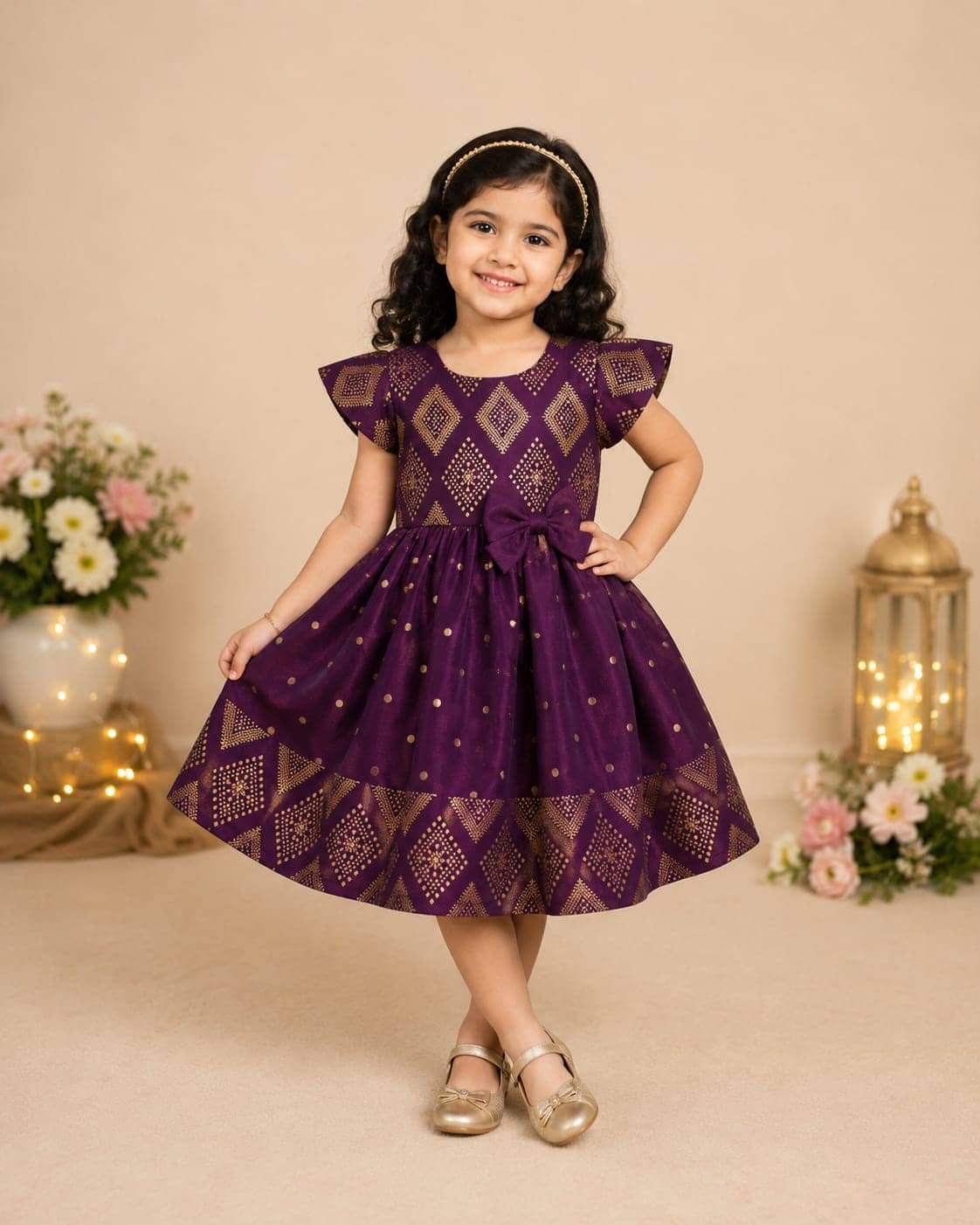 Mehek Cotton Blend Frock For Girls ( Pack of 1 , Purple )