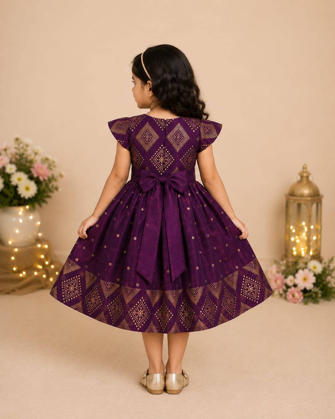 Mehek Cotton Blend Frock For Girls ( Pack of 1 , Purple ) - Image 2