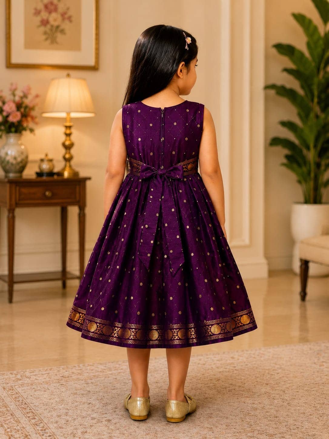 Mehek Cotton Blend Frock For Girls ( Pack of 1 , Purple ) - Image 2