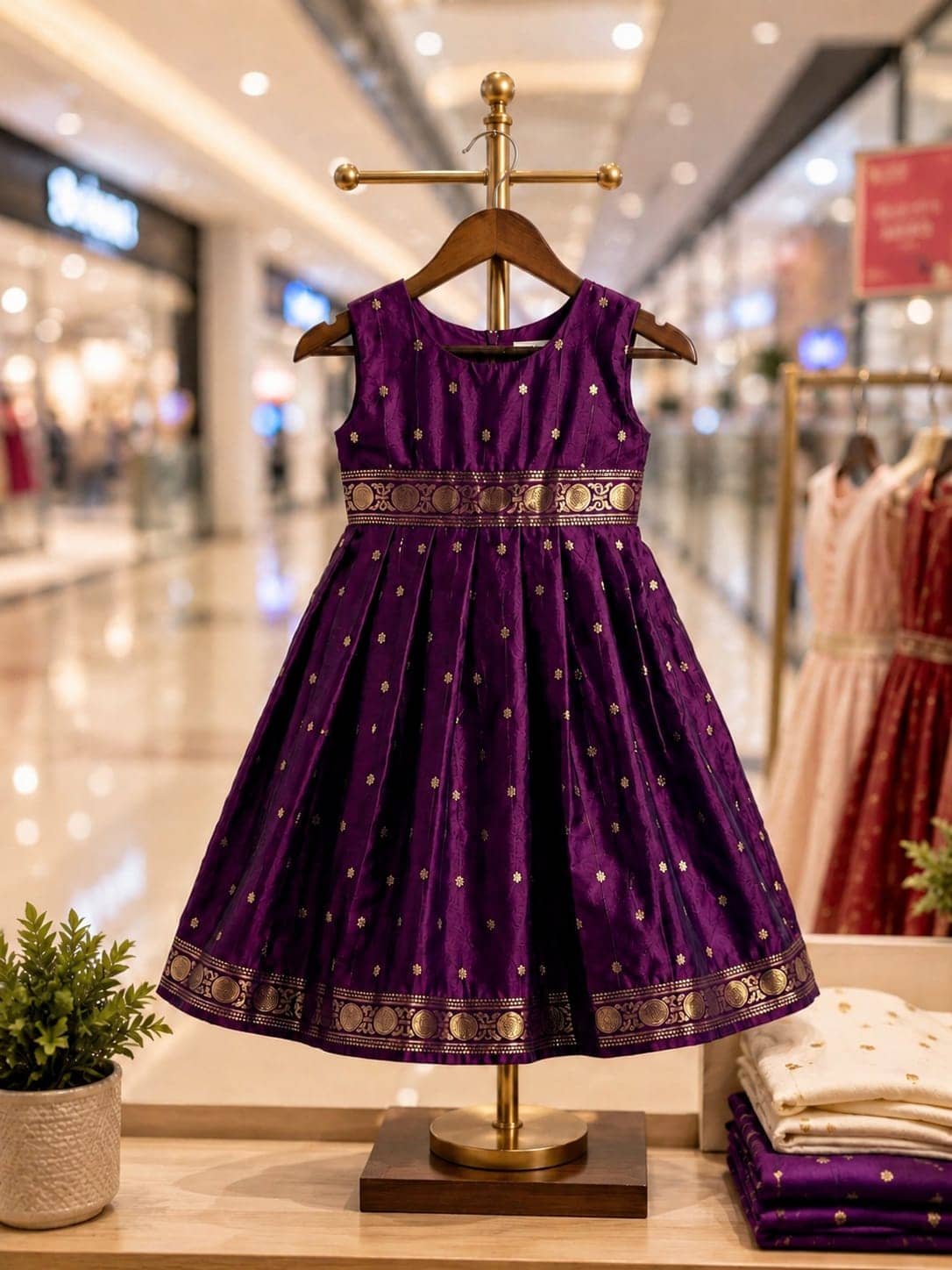 Mehek Cotton Blend Frock For Girls ( Pack of 1 , Purple ) - Image 3