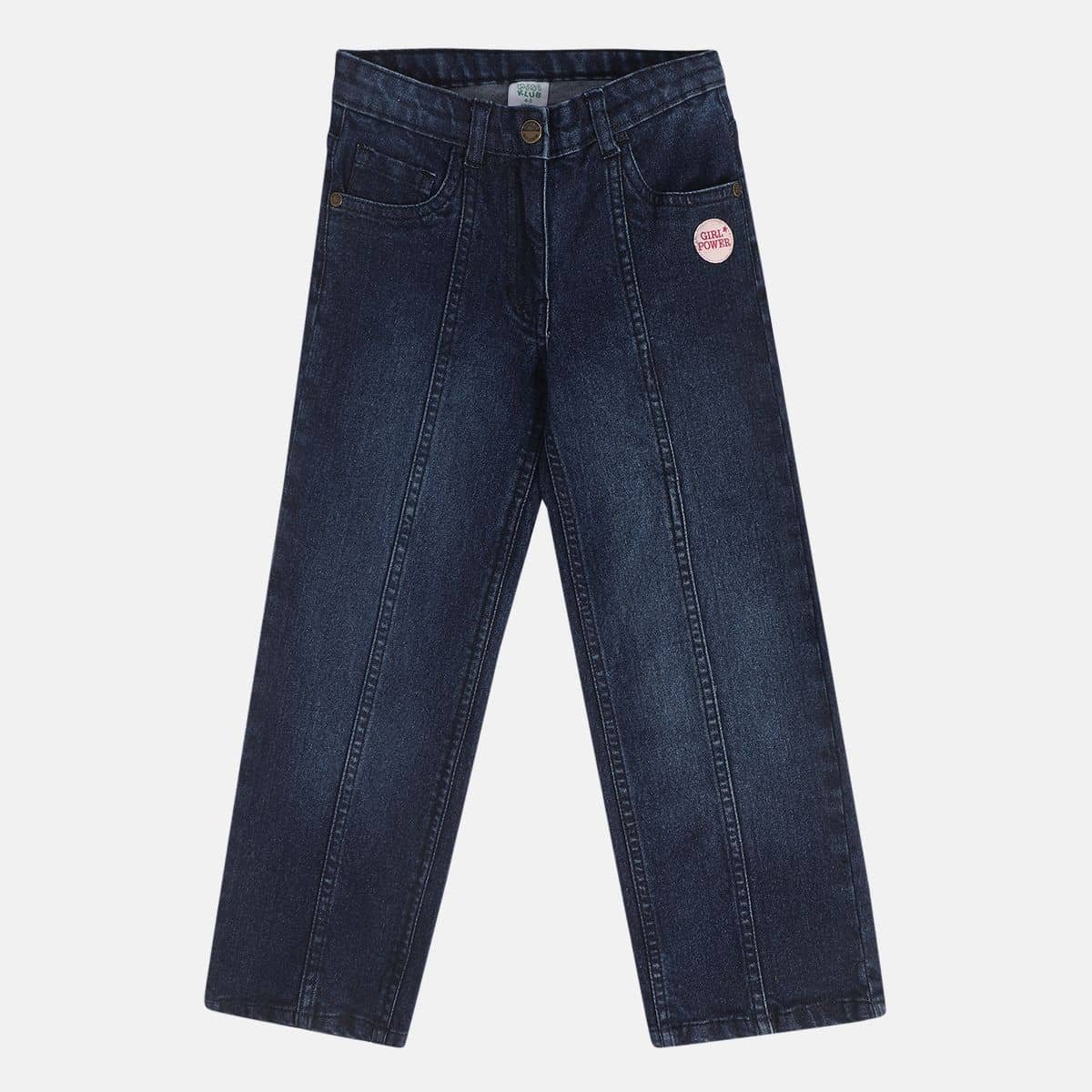 Miniklub Kids Girls Pack Of 1 Denim Pant (Blue)