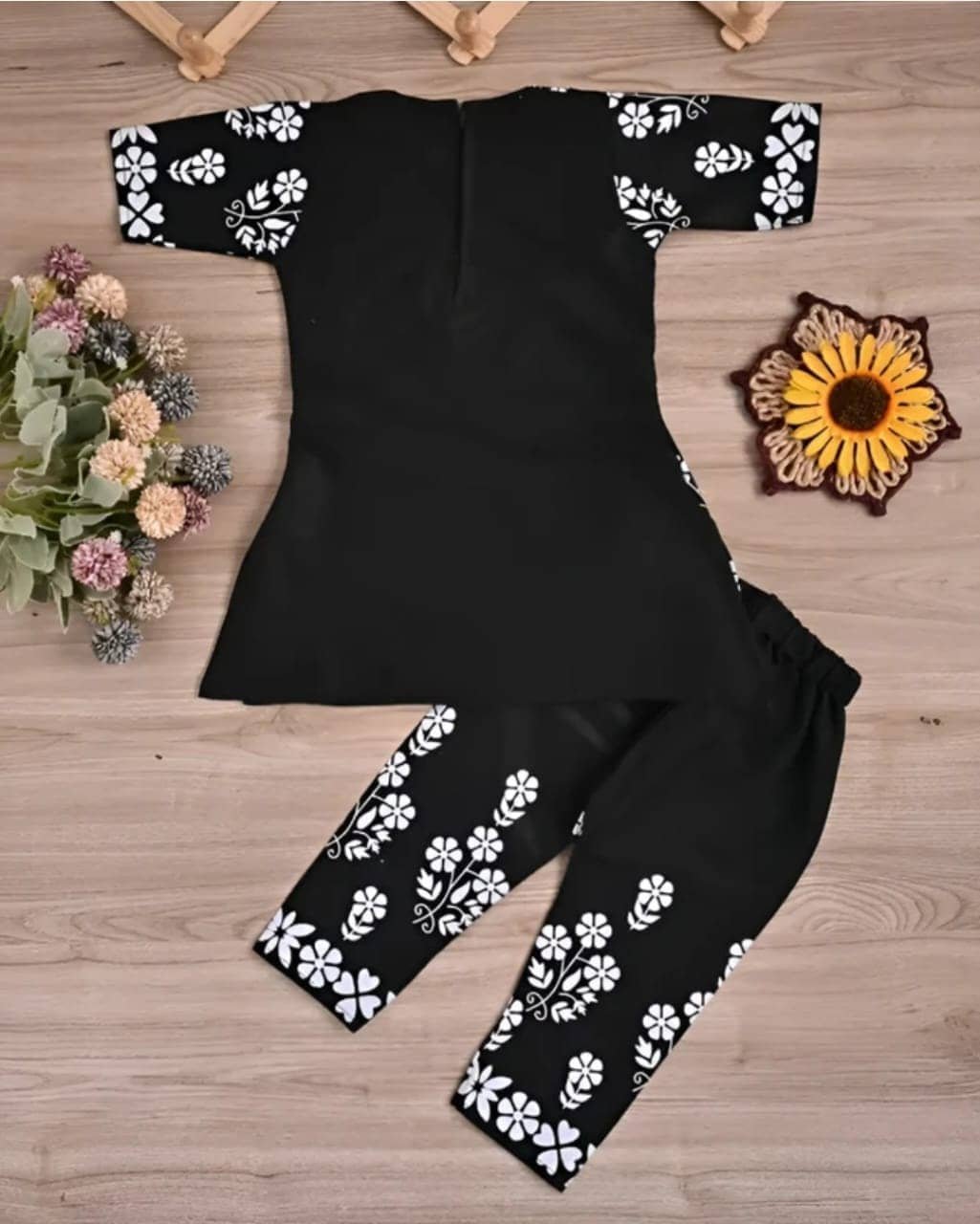 Mullick the designer Girls Rayon T-shirt & Pants Set ( Black , Pack of 1 ) - Image 2