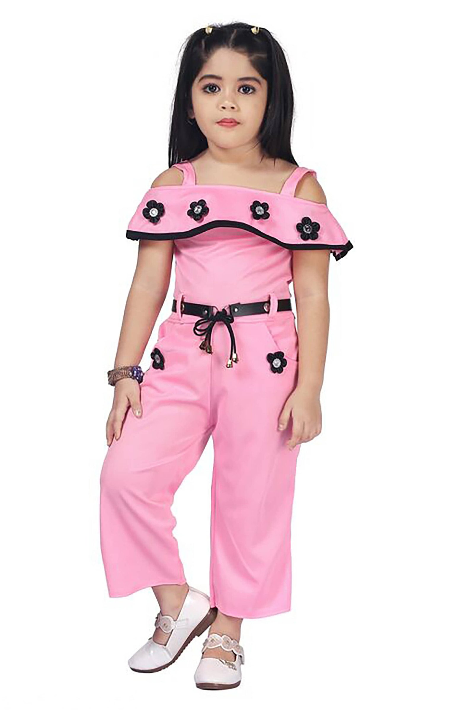 Mullick the designer Pack of 2 Girls Crepe T-shirt & Pants ( Pink,Black ) - Image 2