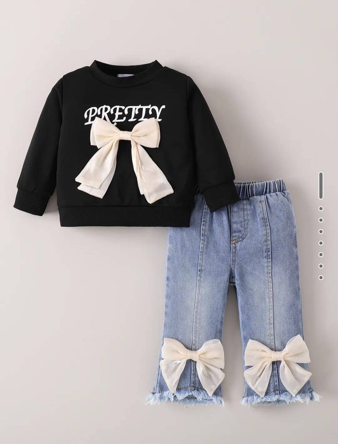 Baby Girls Cotton T-shirt & Jeans Set ( Black & Blue , Pack of 1 )