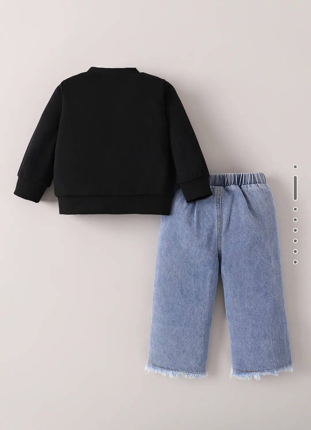 Baby Girls Cotton T-shirt & Jeans Set ( Black & Blue , Pack of 1 ) - Image 2