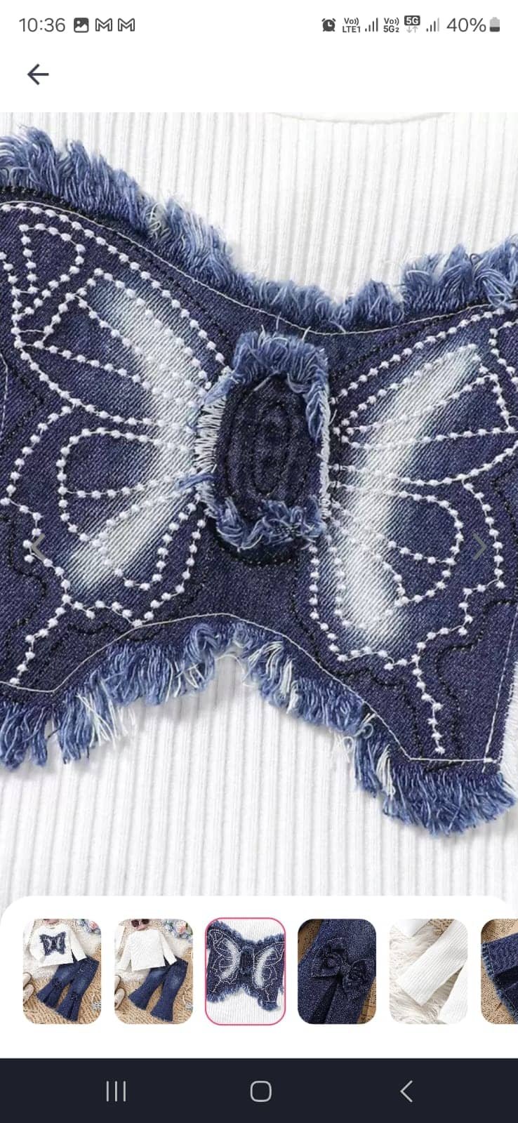 N.Mannat Colletion Baby Girls Denim T-shirt & Jeans Set ( White , Pack of 1 ) - Image 3