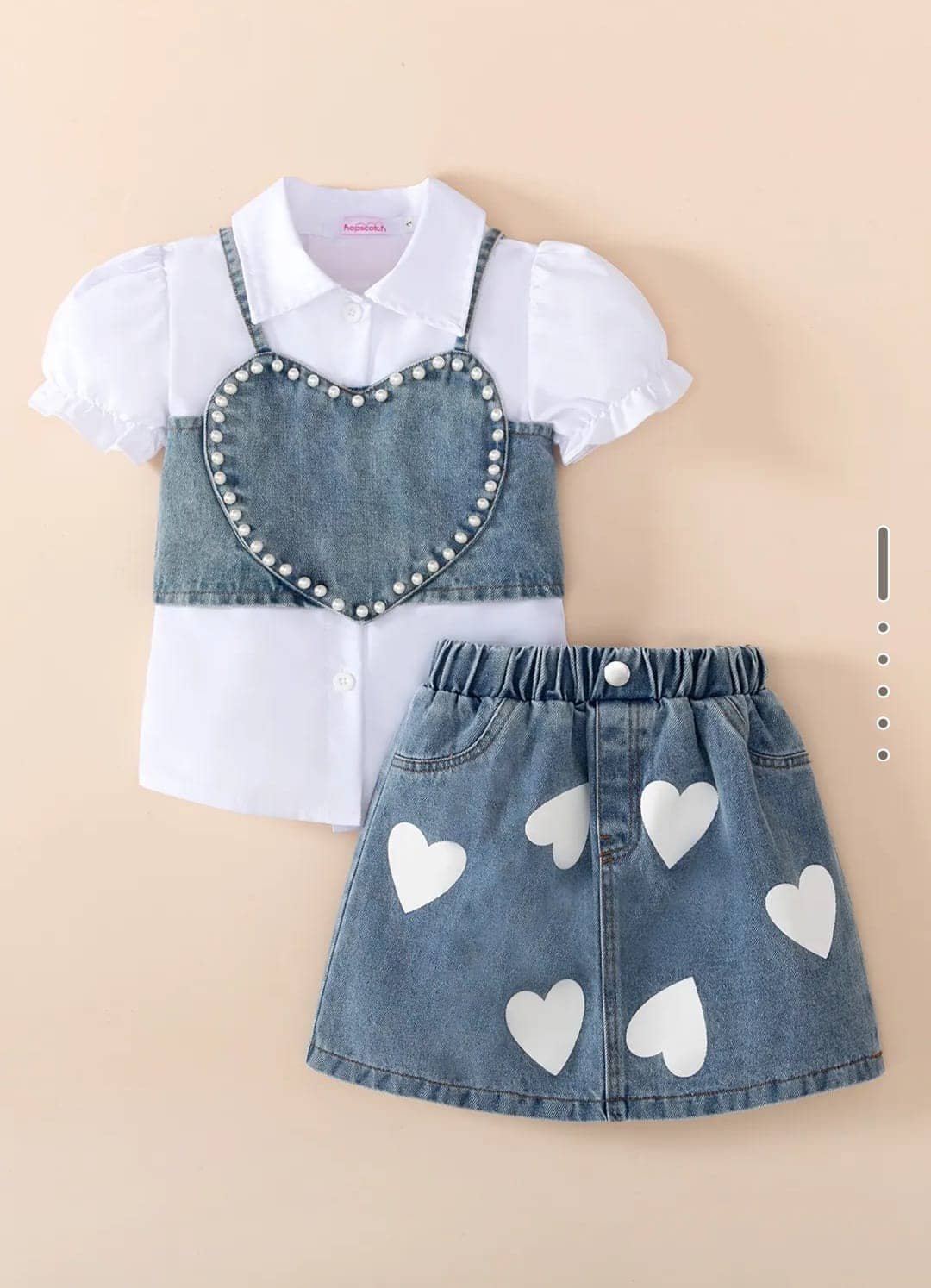 N.Mannat Colletion Baby Girls Denim Shirt & Skirts Set ( White , Pack of 1 )