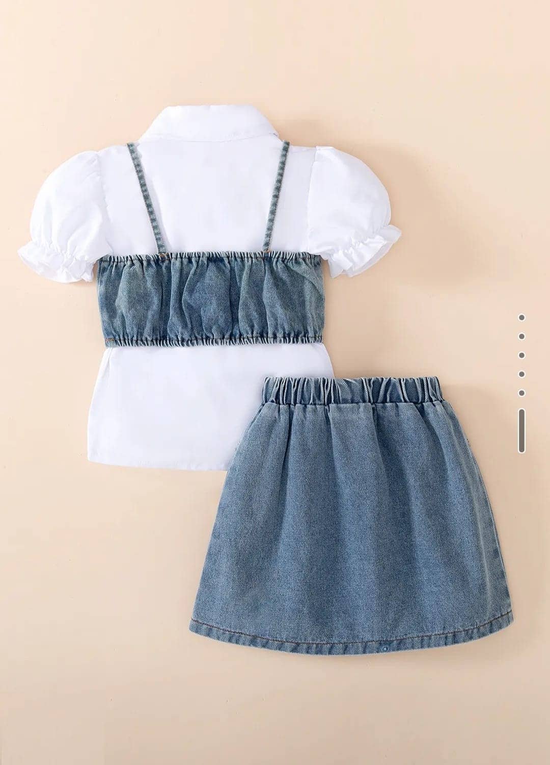 N.Mannat Colletion Baby Girls Denim Shirt & Skirts Set ( White , Pack of 1 ) - Image 2